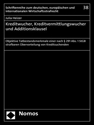cover image of Kreditwucher, Kreditvermittlungswucher und Additionsklausel